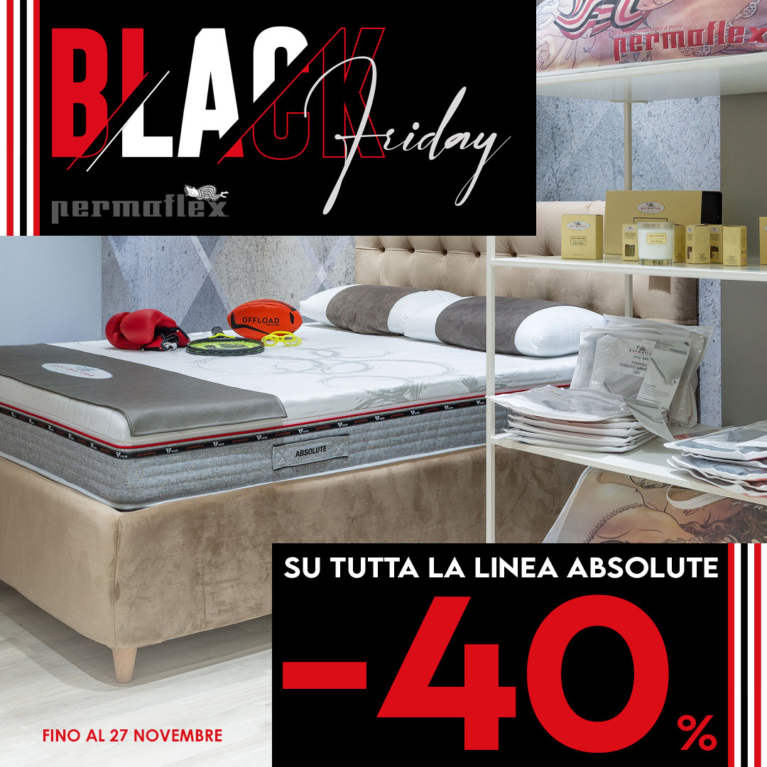 Black Friday -40% di sconto sulla Linea Absolute Centro Permaflex Calabria